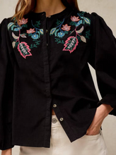Load image into Gallery viewer, White Stuff UK Wren Embroidered Cord Top Black Multi
