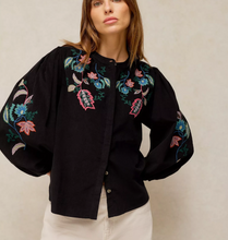 Load image into Gallery viewer, White Stuff UK Wren Embroidered Cord Top Black Multi
