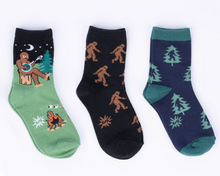 Load image into Gallery viewer, Sasquatch Campout Kids Crew Socks 3 Pack
