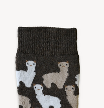 Load image into Gallery viewer, Pokoloko Herd Print Alpaca Socks Chocolate
