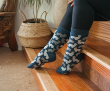 Load image into Gallery viewer, Pokoloko Herd Print Alpaca Socks Denim
