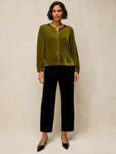 Load image into Gallery viewer, White Stuff UK Lana Velvet Top Mid Green
