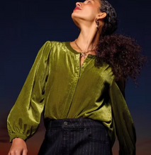 Load image into Gallery viewer, White Stuff UK Lana Velvet Top Mid Green
