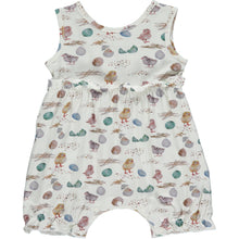 Load image into Gallery viewer, Tickety Boo Spring Chicks and Eggs Ruffle Shortie Playsuit
