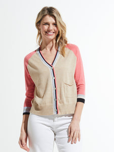 Zaket and Plover Strip Trim Cardi