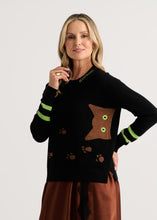 Load image into Gallery viewer, Zaket and Plover Cheeky Cat Sweater Black
