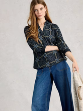 Load image into Gallery viewer, White Stuff UK Allie Jersey Shirt Navy Print
