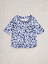 Load image into Gallery viewer, White Stuff UK Weaver Jersey Tee Blue Print
