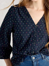 Load image into Gallery viewer, White Stuff UK Ruby Organic Cotton Top Navy Multi
