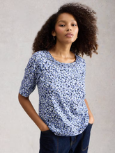 Load image into Gallery viewer, White Stuff UK Weaver Jersey Tee Blue Print

