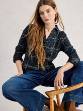 Load image into Gallery viewer, White Stuff UK Allie Jersey Shirt Navy Print
