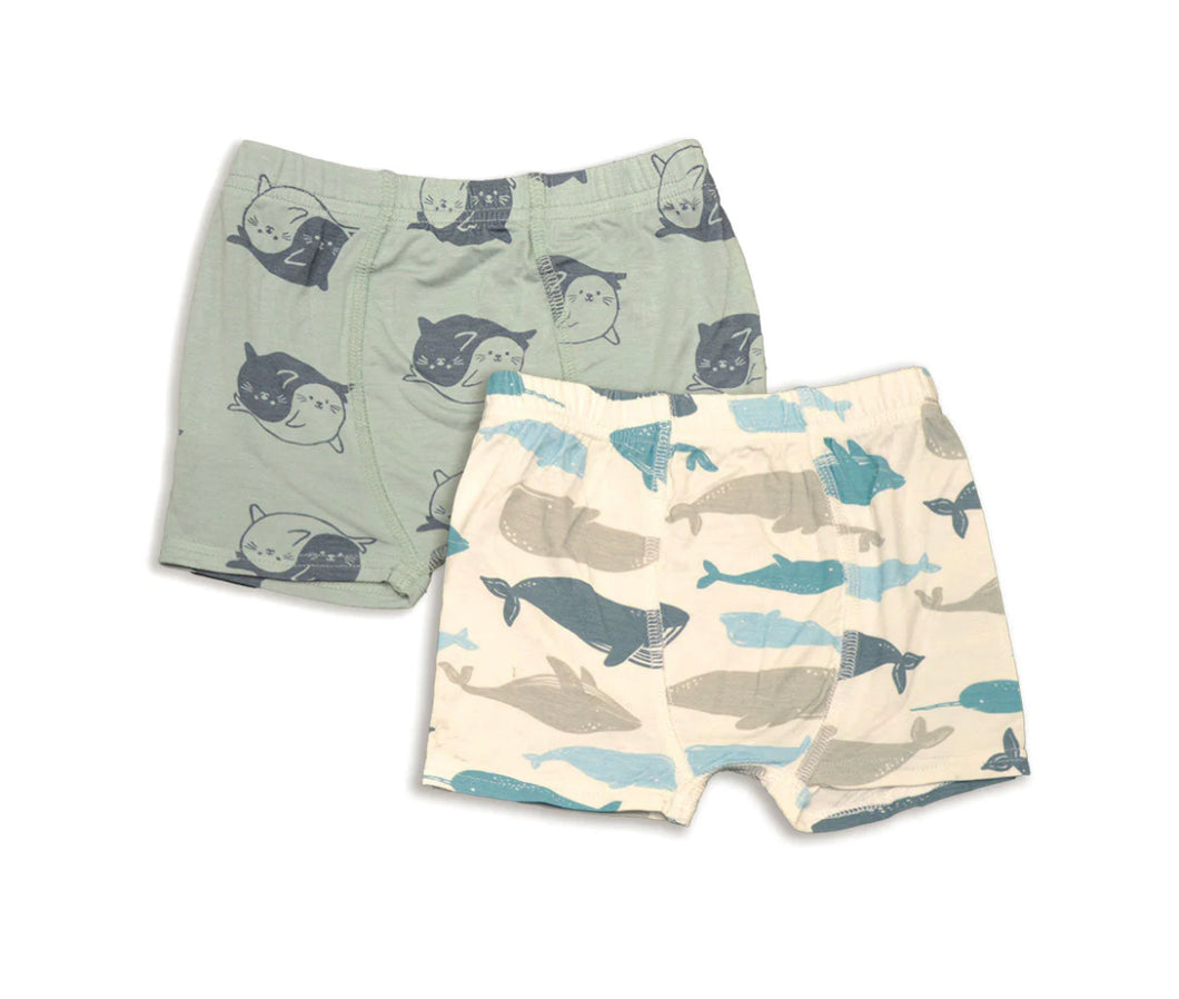 Silkberry Boys 2pack Bamboo Boxer Briefs Seal/Whale Mix