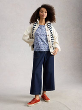Load image into Gallery viewer, White Stuff UK Weaver Jersey Tee Blue Print
