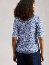 Load image into Gallery viewer, White Stuff UK Weaver Jersey Tee Blue Print
