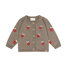 Load image into Gallery viewer, Minymo Apple Print Cardigan Brown Melange
