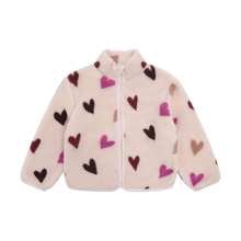 Load image into Gallery viewer, Minymo Heart Print Sherpa Jacket Violet
