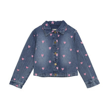 Load image into Gallery viewer, Creamie Heart Embroidered Crop Denim Jacket
