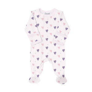 Coccoli Soft Hearts Print Modal Zip Sleeper