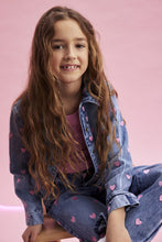 Load image into Gallery viewer, Creamie Heart Embroidered Crop Denim Jacket
