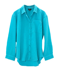 Echo Supersoft Gauze Boyfriend Shirt Aqua