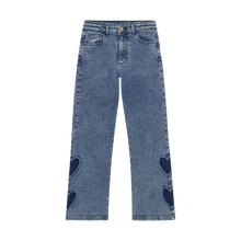 Load image into Gallery viewer, Minymo Wide Leg Heart Motif Jeans
