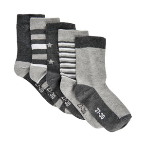 Minymo Pattern Socks 5-Pack Grey Mix