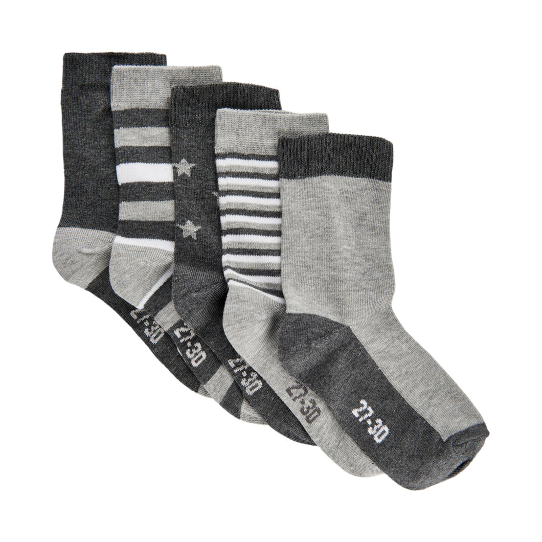 Minymo Pattern Socks 5-Pack Grey Mix