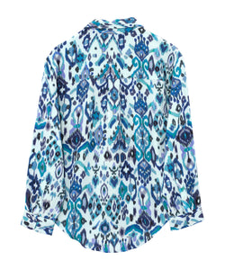 Echo Supersoft Gauze Ikat Boyfriend Shirt Blue