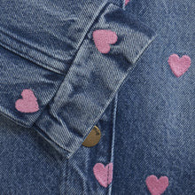 Load image into Gallery viewer, Creamie Heart Embroidered Crop Denim Jacket

