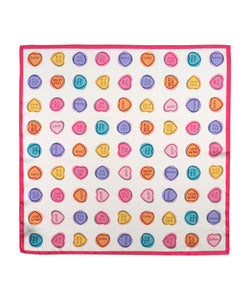 Echo Conversational Hearts Silk Bandana Cream