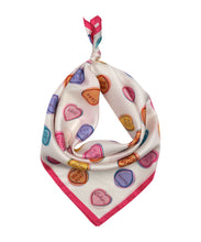 Load image into Gallery viewer, Echo Conversational Hearts Silk Bandana Cream
