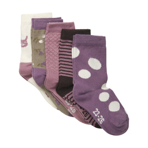 Minymo Pattern Socks 5-Pack Orchid Mix