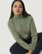 Load image into Gallery viewer, FIG Atna High Neck Sweater Green Frost Fairisle
