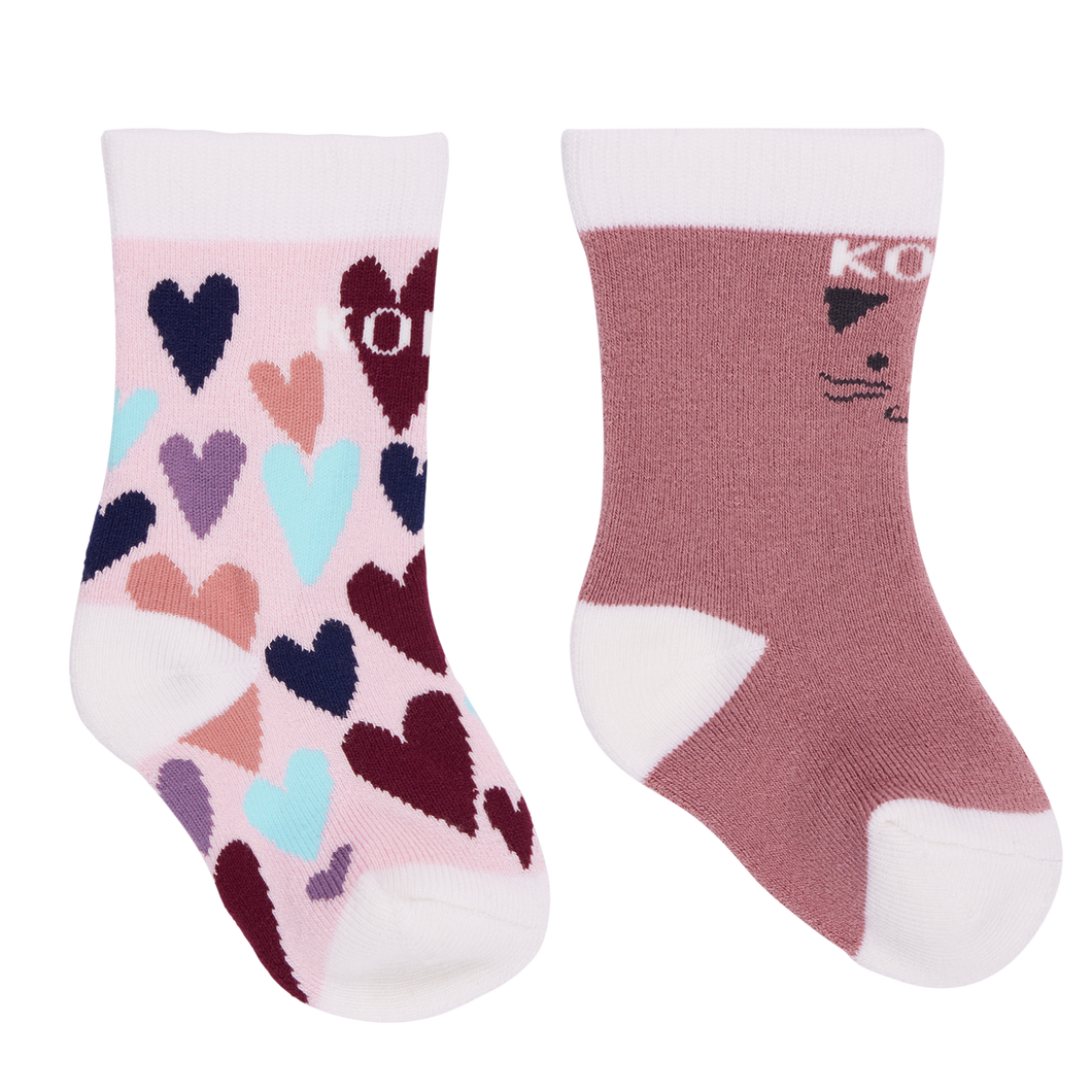 Kombi Adorable Twin Pack Infant Socks Doodle Hearts