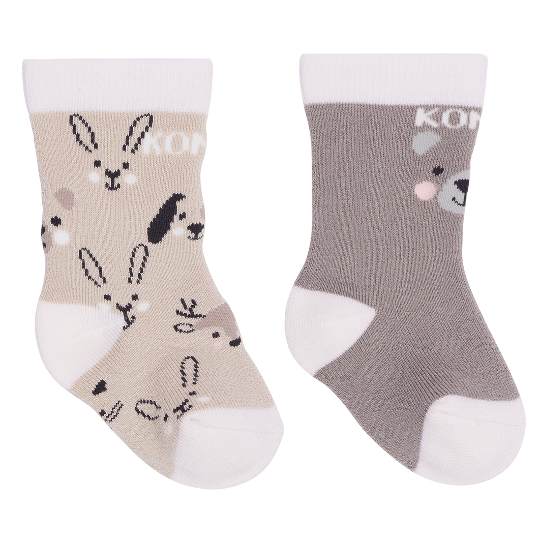 Kombi Adorable Twin Pack Infant Socks Animal Friends