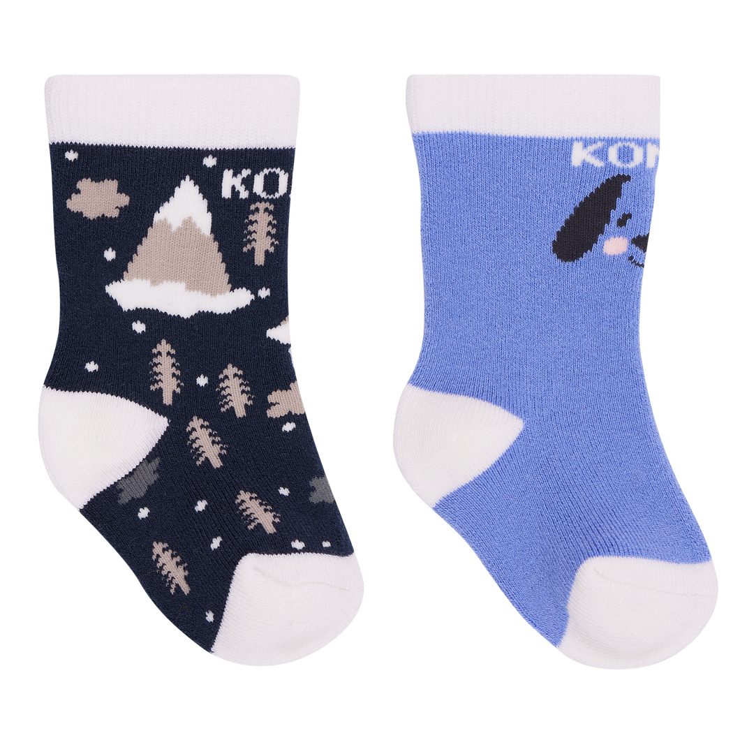 Kombi Adorable Twin Pack Infant Socks Misty Mountains