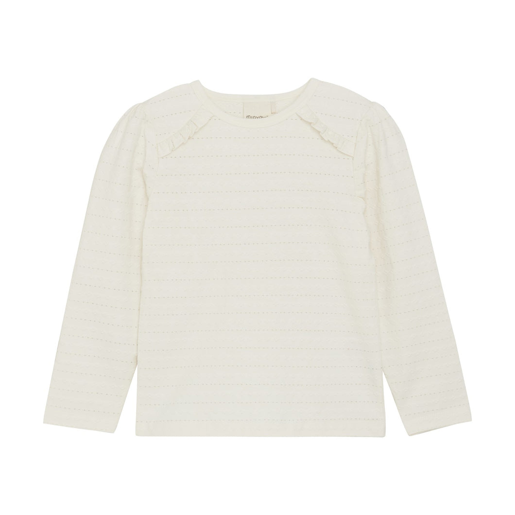 Minymo Pointelle Frill Tee Eggnog