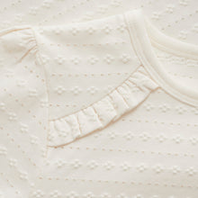 Load image into Gallery viewer, Minymo Pointelle Frill Tee Eggnog
