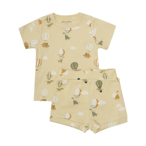 Minymo Baby Hot Air Balloon Dino Rib Tee and Short