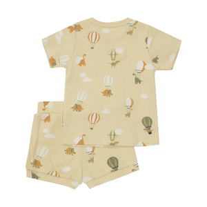 Minymo Baby Hot Air Balloon Dino Rib Tee and Short