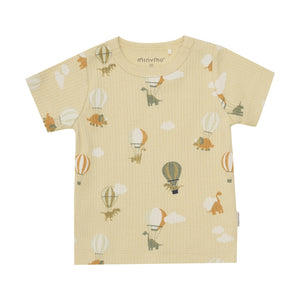 Minymo Baby Hot Air Balloon Dino Rib Tee and Short