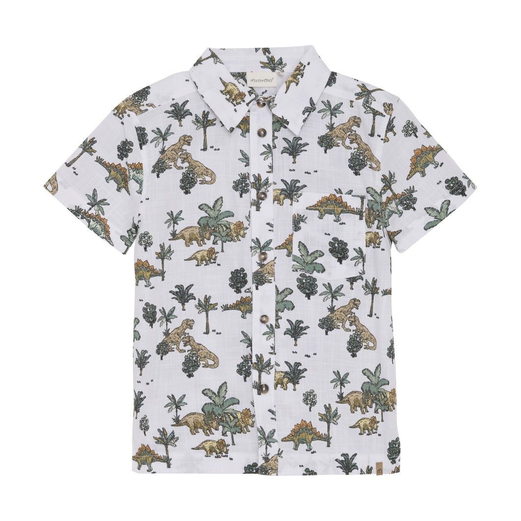 Minymo Dino Print  Shirt Bright White