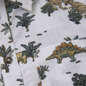 Minymo Dino Print  Shirt Bright White