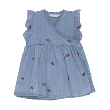 Load image into Gallery viewer, Minymo Ladybug Chambray Baby Dress
