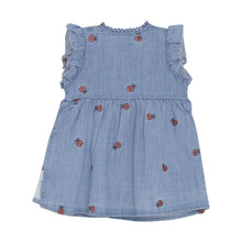 Load image into Gallery viewer, Minymo Ladybug Chambray Baby Dress
