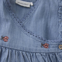 Load image into Gallery viewer, Minymo Ladybug Chambray Baby Dress

