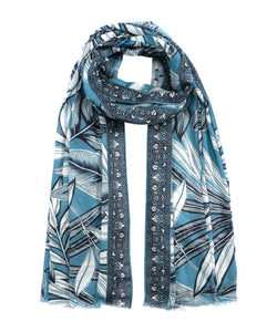 Echo Happy Golden Palm Scarf Vista Blue