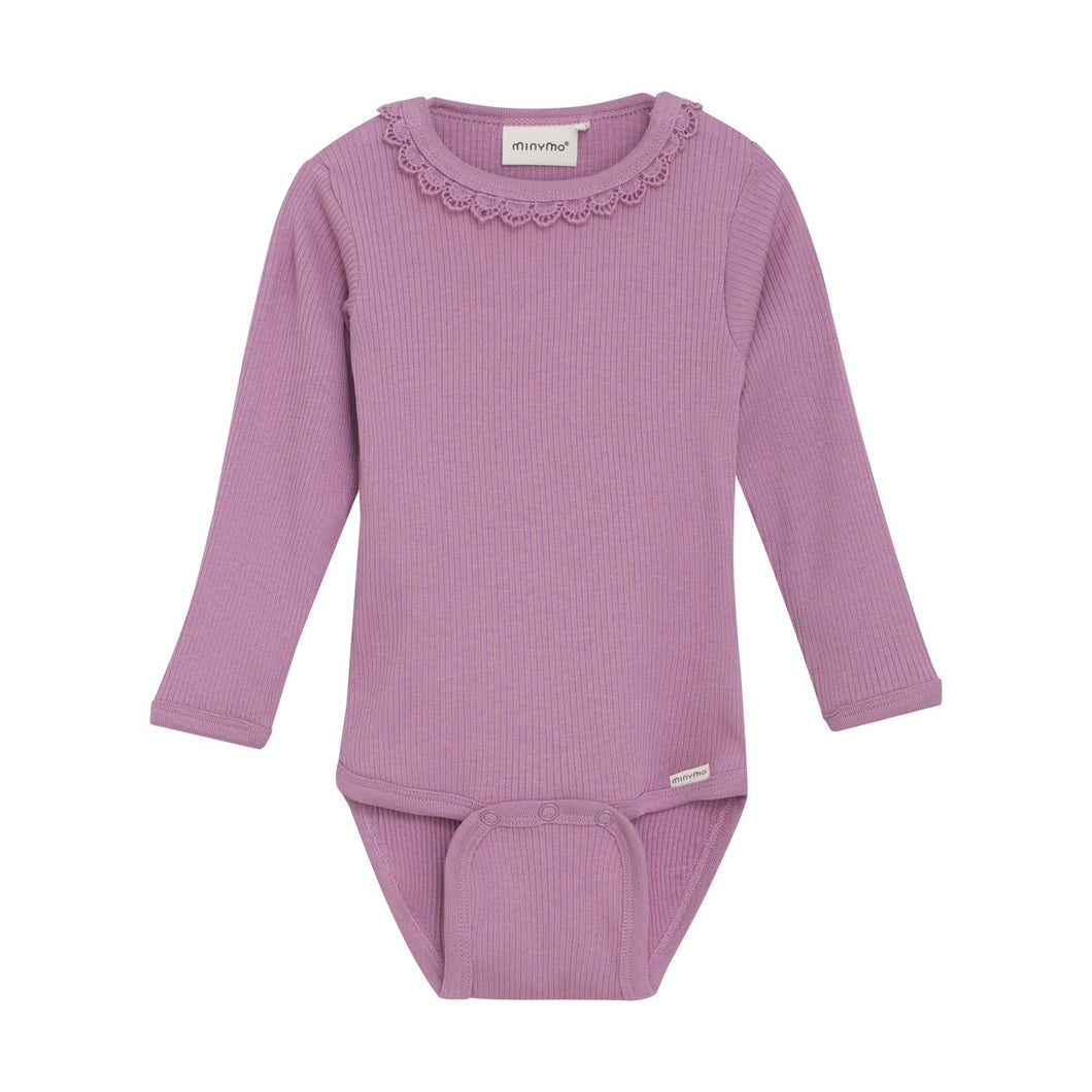 Minymo Baby Onesie and Print Jogger Orchid