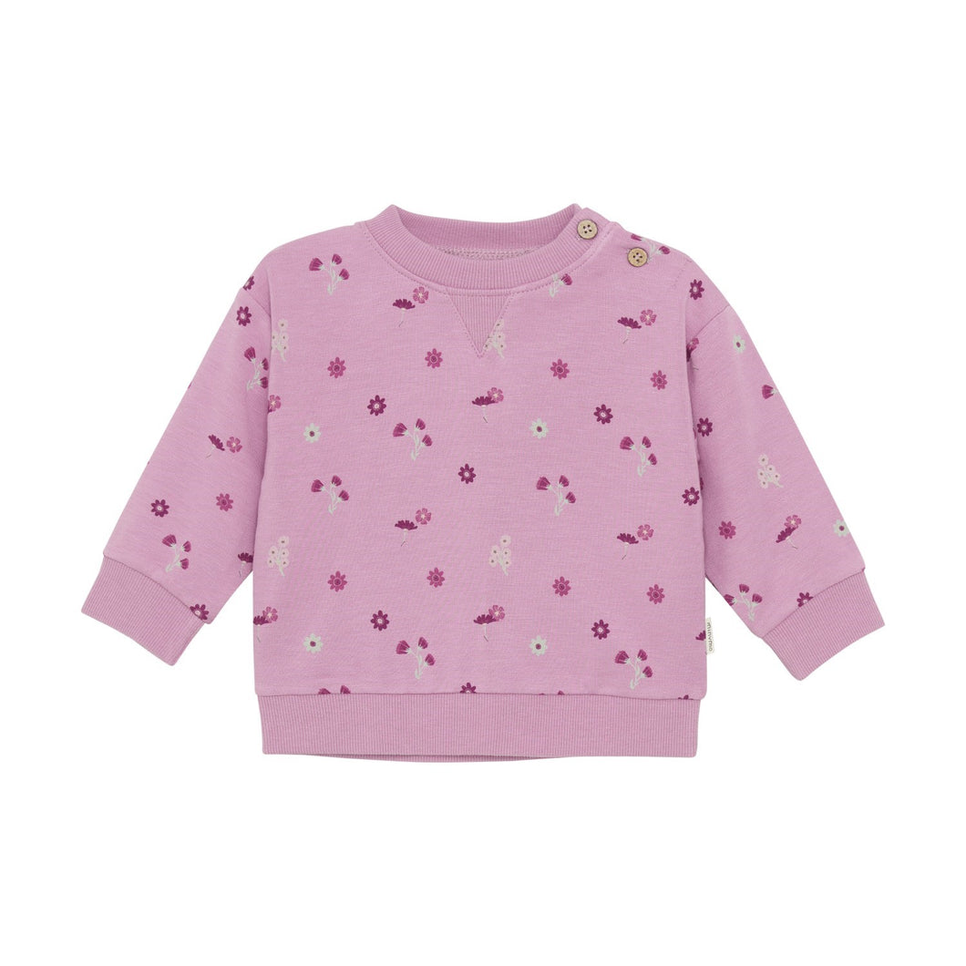 Minymo Flower Print Sweatshirt and Jogger Orchid
