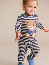 Load image into Gallery viewer, Huxbaby Stripe Playsuit Navy
